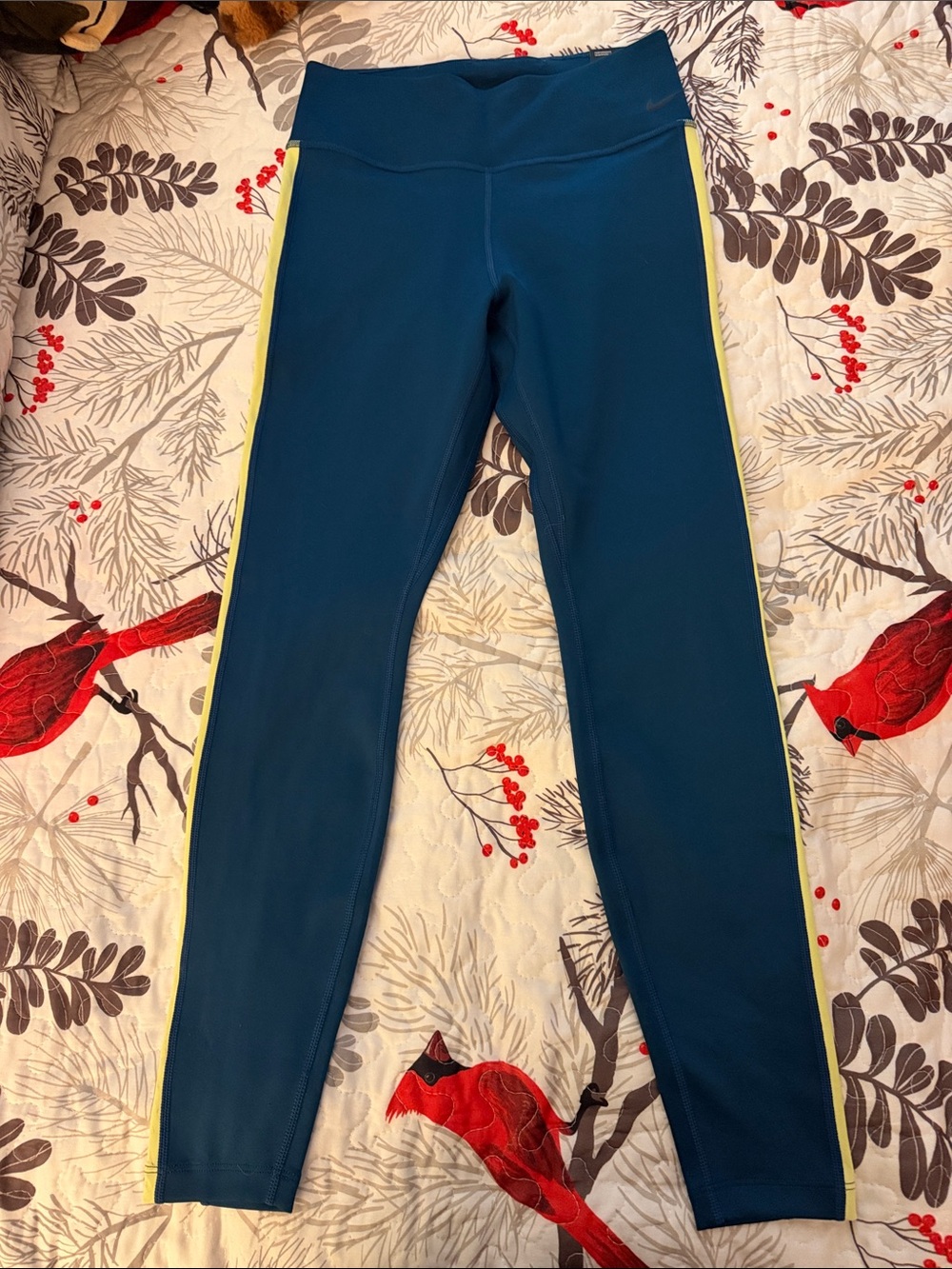 Nike Teal Leggings with Yellow Accent